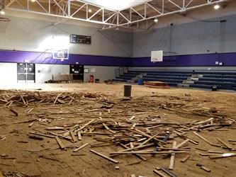 Silver Springs gym old floor being removed.