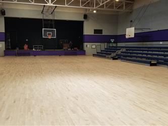 The wood floor completely sanded.